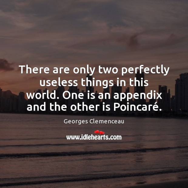 There are only two perfectly useless things in this world. One is Georges Clemenceau Picture Quote