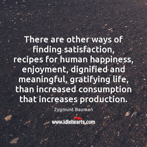 There are other ways of finding satisfaction, recipes for human happiness, enjoyment, Zygmunt Bauman Picture Quote