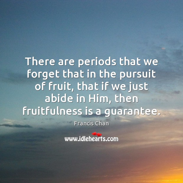 There are periods that we forget that in the pursuit of fruit, Francis Chan Picture Quote