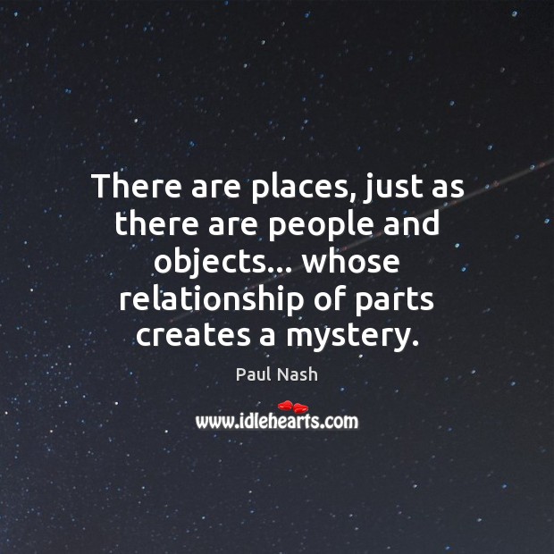 There are places, just as there are people and objects… whose relationship Paul Nash Picture Quote