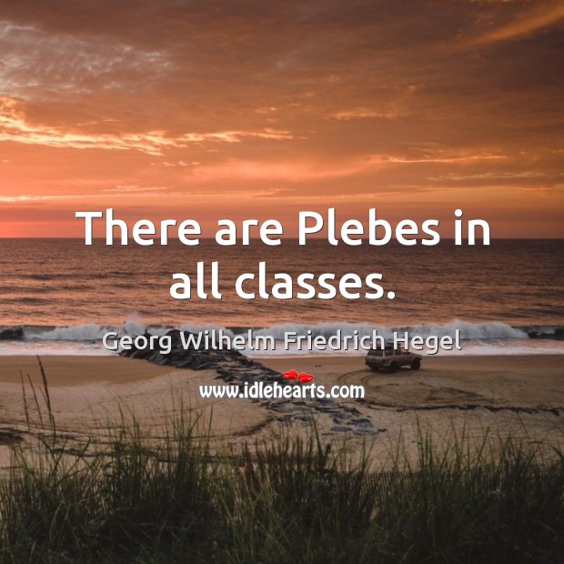 There are Plebes in all classes. Georg Wilhelm Friedrich Hegel Picture Quote