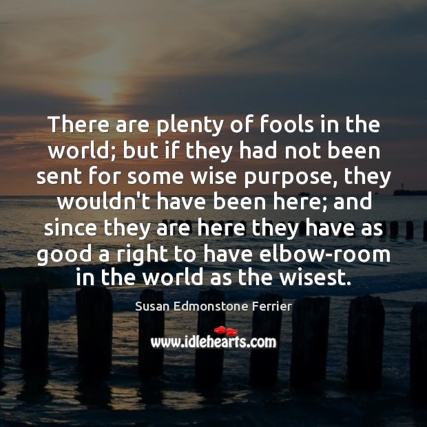 There are plenty of fools in the world; but if they had Susan Edmonstone Ferrier Picture Quote