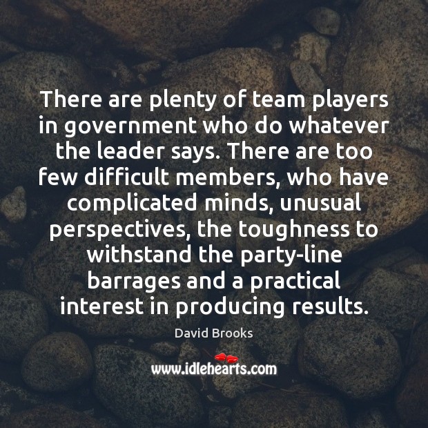 There are plenty of team players in government who do whatever the David Brooks Picture Quote
