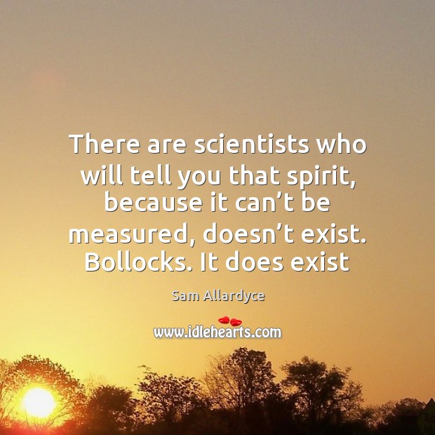 There are scientists who will tell you that spirit, because it can’ Sam Allardyce Picture Quote