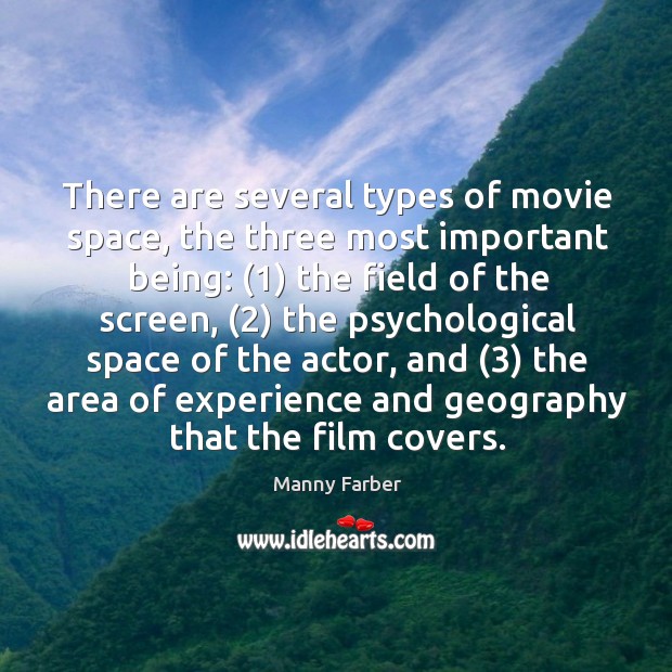 There are several types of movie space, the three most important being: (1) Image