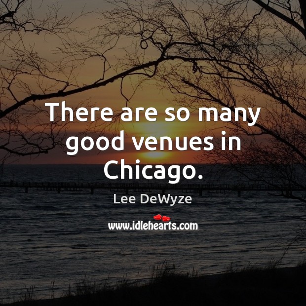 There are so many good venues in Chicago. Lee DeWyze Picture Quote