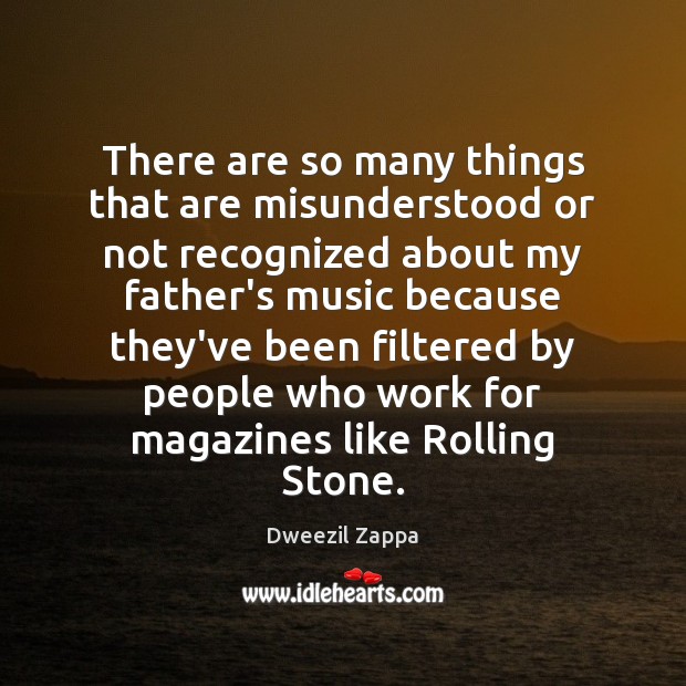 There are so many things that are misunderstood or not recognized about Dweezil Zappa Picture Quote