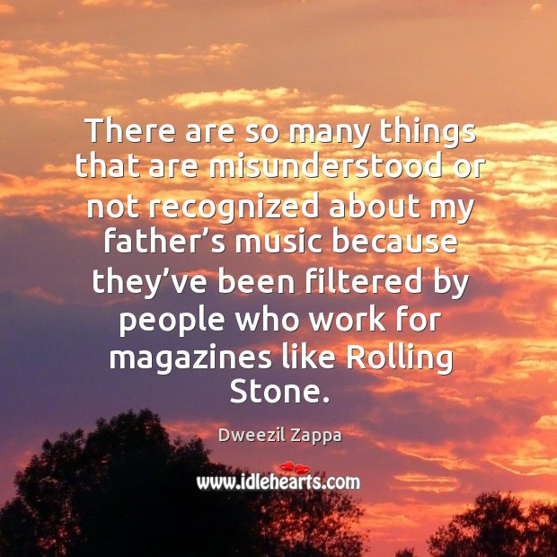 There are so many things that are misunderstood or not recognized Dweezil Zappa Picture Quote