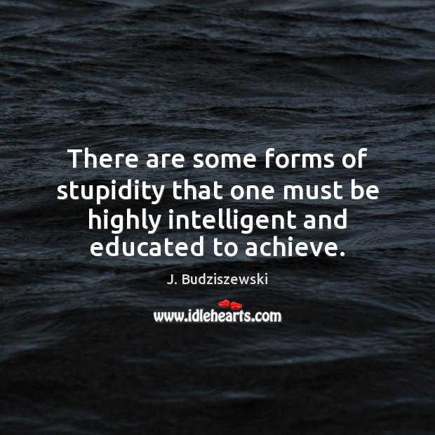 There are some forms of stupidity that one must be highly intelligent J. Budziszewski Picture Quote