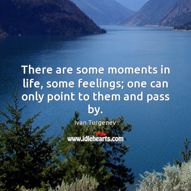 There are some moments in life, some feelings; one can only point to them and pass by. Ivan Turgenev Picture Quote