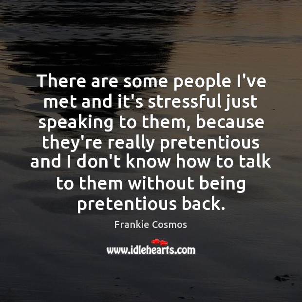 There are some people I’ve met and it’s stressful just speaking to Frankie Cosmos Picture Quote