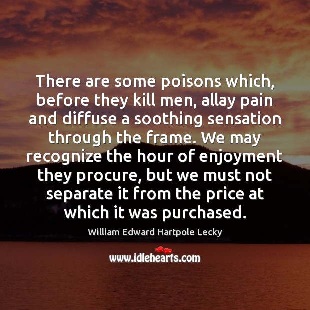 There are some poisons which, before they kill men, allay pain and William Edward Hartpole Lecky Picture Quote