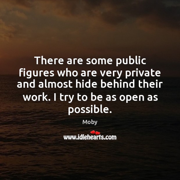 There are some public figures who are very private and almost hide Moby Picture Quote