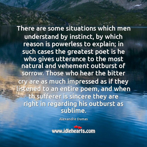 There are some situations which men understand by instinct, by which reason Alexandre Dumas Picture Quote