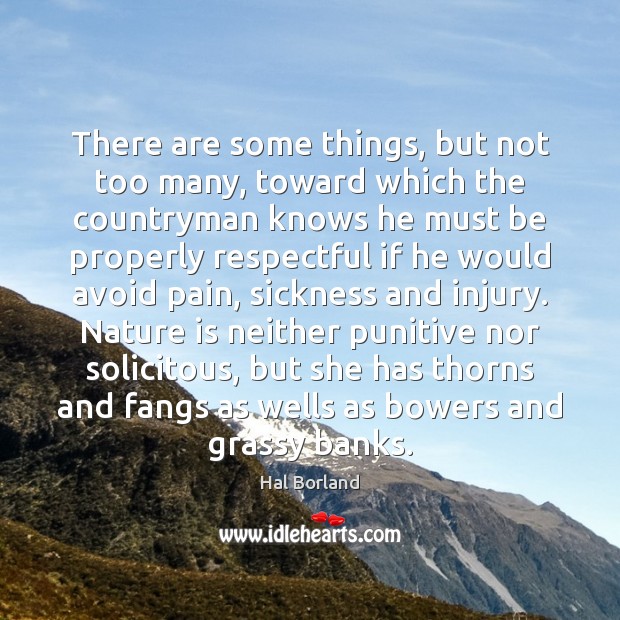 There are some things, but not too many, toward which the countryman Hal Borland Picture Quote