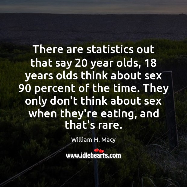There are statistics out that say 20 year olds, 18 years olds think about William H. Macy Picture Quote