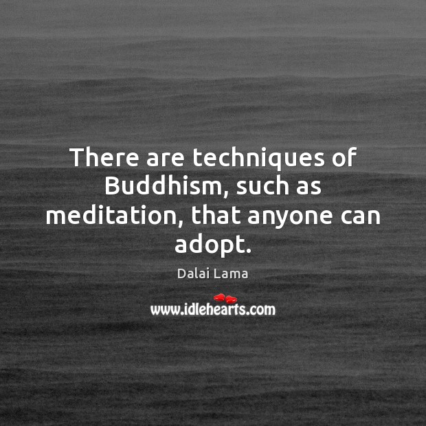 There are techniques of Buddhism, such as meditation, that anyone can adopt. Dalai Lama Picture Quote