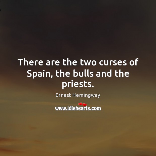 There are the two curses of Spain, the bulls and the priests. Image