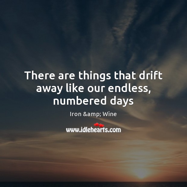 There are things that drift away like our endless, numbered days Iron & Wine Picture Quote