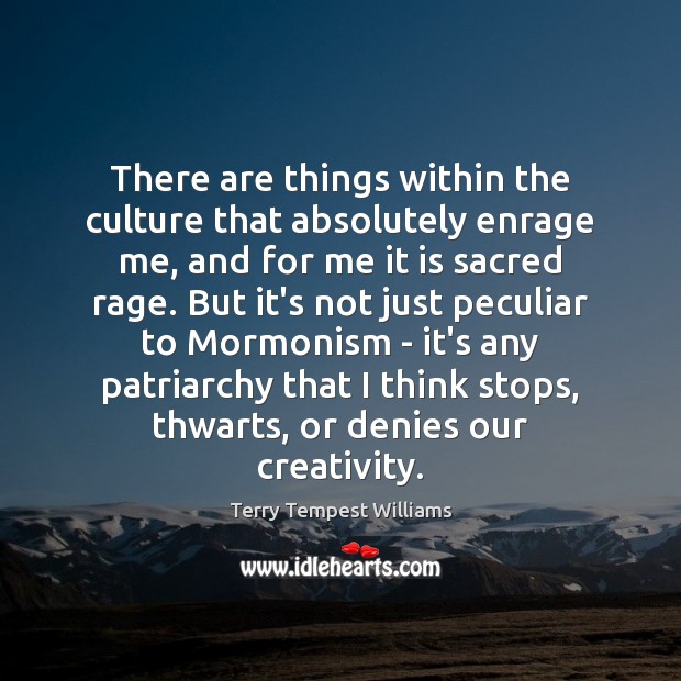 There are things within the culture that absolutely enrage me, and for Terry Tempest Williams Picture Quote