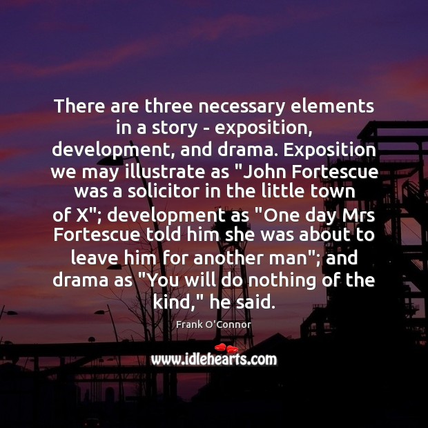 There are three necessary elements in a story – exposition, development, and Image