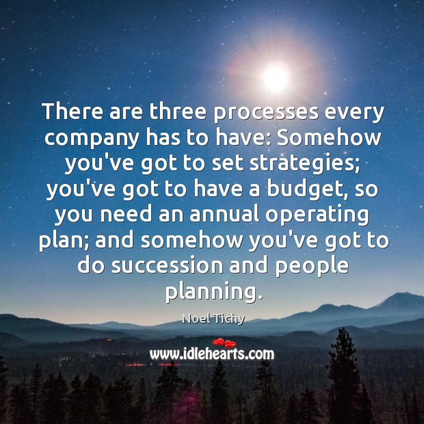 There are three processes every company has to have: Somehow you’ve got Noel Tichy Picture Quote
