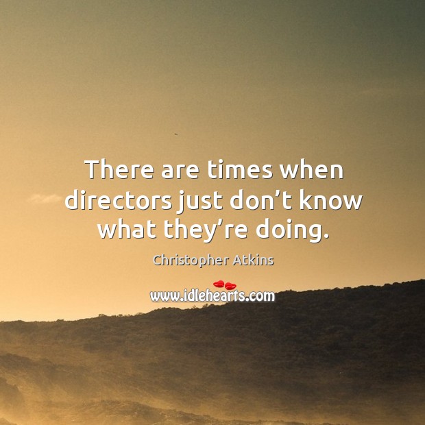 There are times when directors just don’t know what they’re doing. Christopher Atkins Picture Quote