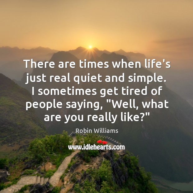 There are times when life’s just real quiet and simple. I sometimes Robin Williams Picture Quote