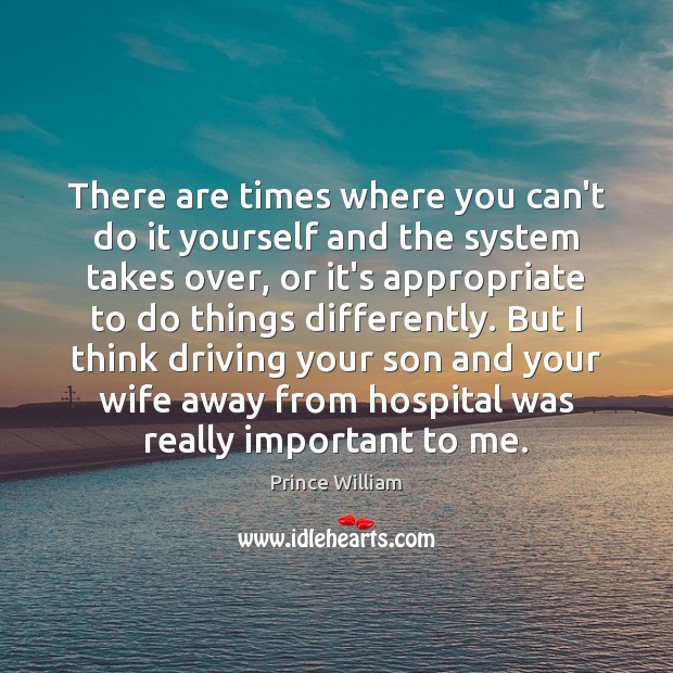 There are times where you can’t do it yourself and the system Prince William Picture Quote