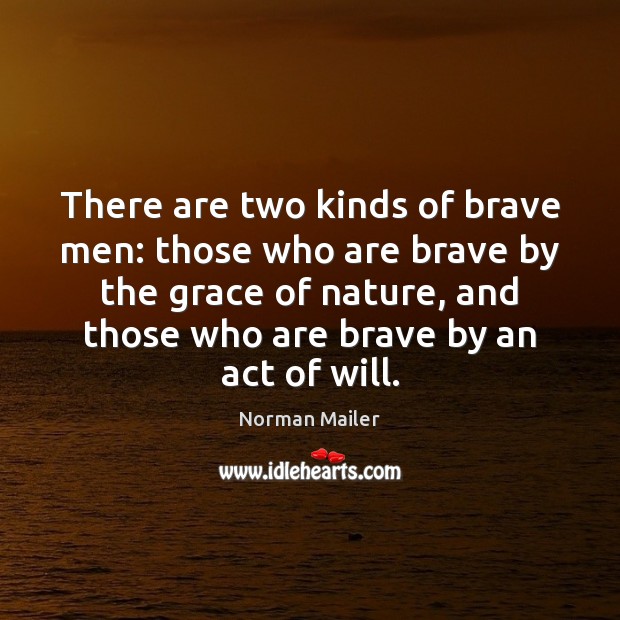 There are two kinds of brave men: those who are brave by Norman Mailer Picture Quote