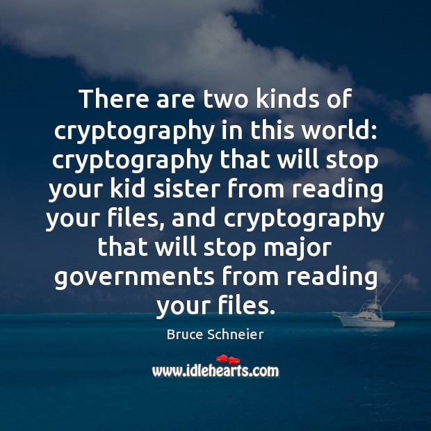 There are two kinds of cryptography in this world: cryptography that will Bruce Schneier Picture Quote