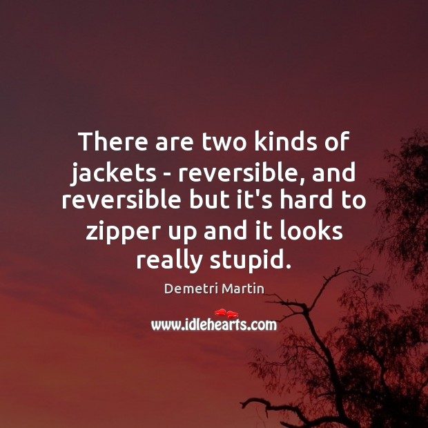 There are two kinds of jackets – reversible, and reversible but it’s Demetri Martin Picture Quote