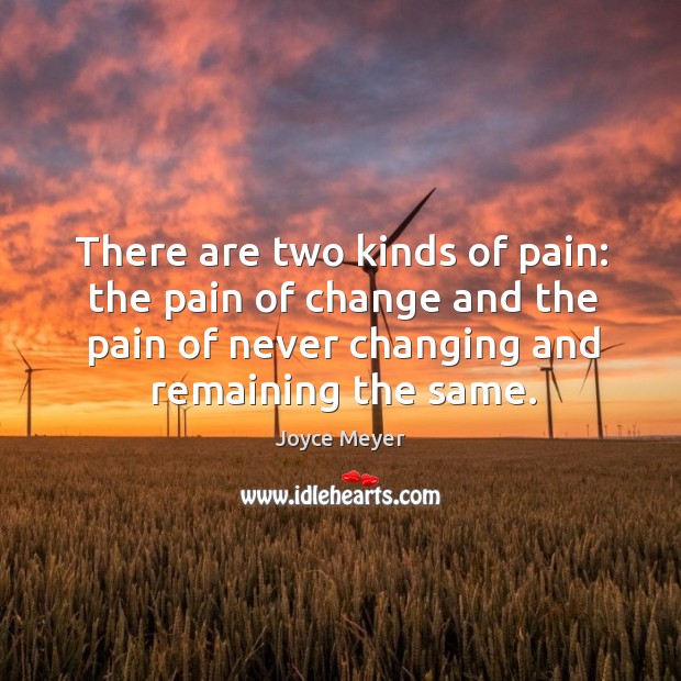There are two kinds of pain: the pain of change and the Joyce Meyer Picture Quote