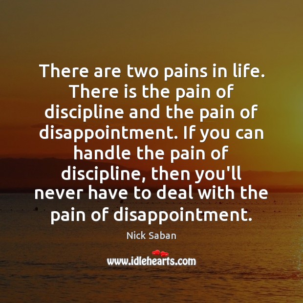 There are two pains in life. There is the pain of discipline Nick Saban Picture Quote