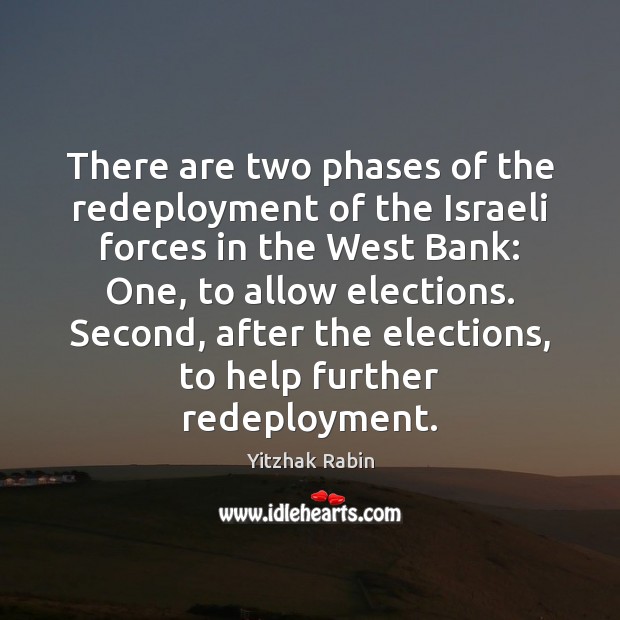 There are two phases of the redeployment of the Israeli forces in Yitzhak Rabin Picture Quote