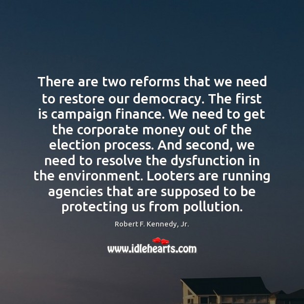 There are two reforms that we need to restore our democracy. The Robert F. Kennedy, Jr. Picture Quote