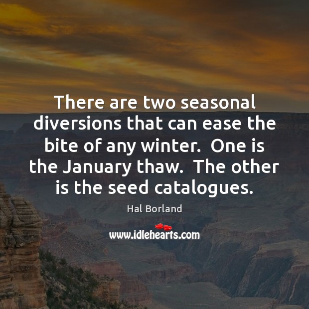 There are two seasonal diversions that can ease the bite of any Hal Borland Picture Quote