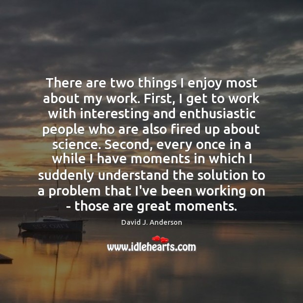 There are two things I enjoy most about my work. First, I David J. Anderson Picture Quote