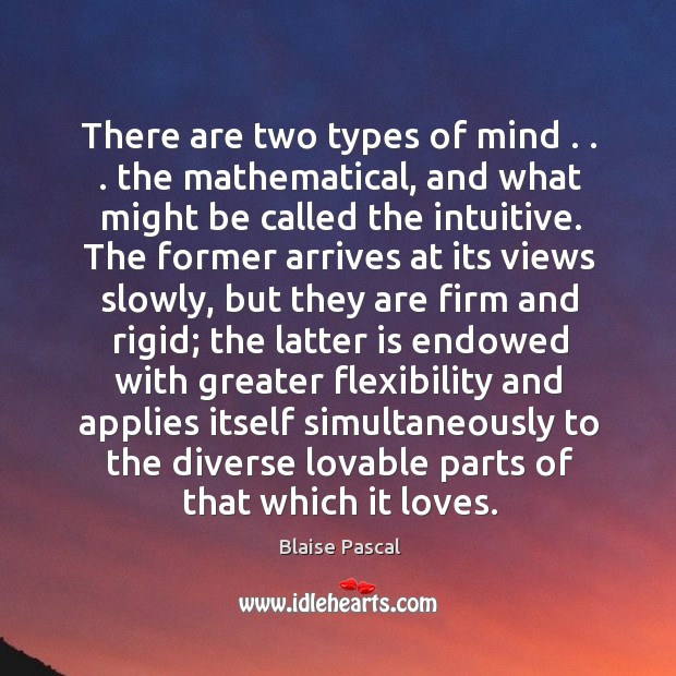 There are two types of mind . . . the mathematical, and what might be Blaise Pascal Picture Quote