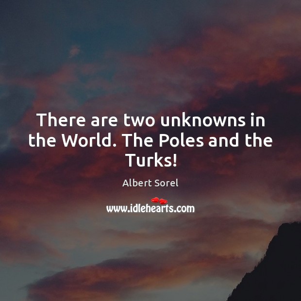 There are two unknowns in the World. The Poles and the Turks! Albert Sorel Picture Quote