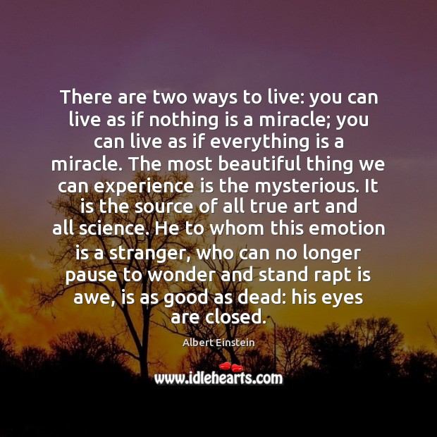 There are two ways to live: you can live as if nothing Image