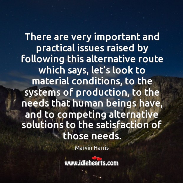 There are very important and practical issues raised by following this alternative route which says Marvin Harris Picture Quote