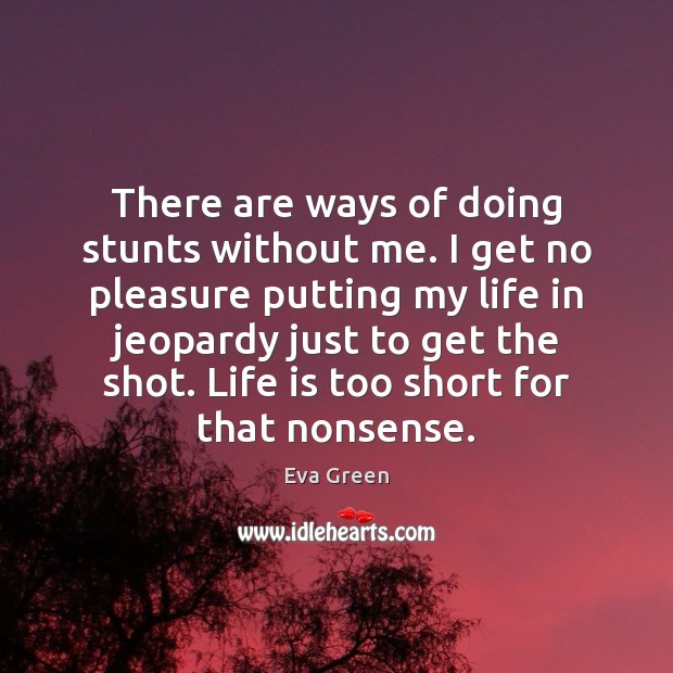 There are ways of doing stunts without me. I get no pleasure Eva Green Picture Quote