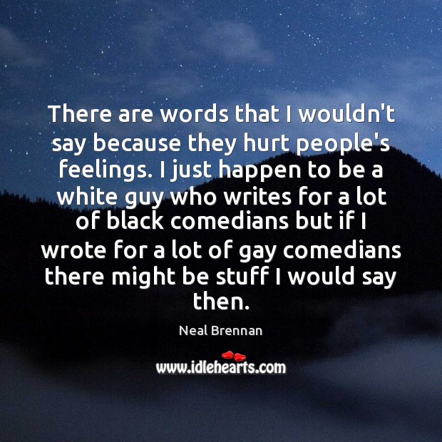 There are words that I wouldn’t say because they hurt people’s feelings. Neal Brennan Picture Quote