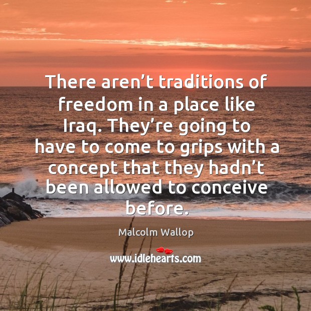There aren’t traditions of freedom in a place like iraq. Malcolm Wallop Picture Quote