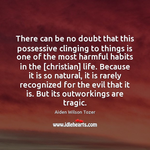 There can be no doubt that this possessive clinging to things is Aiden Wilson Tozer Picture Quote