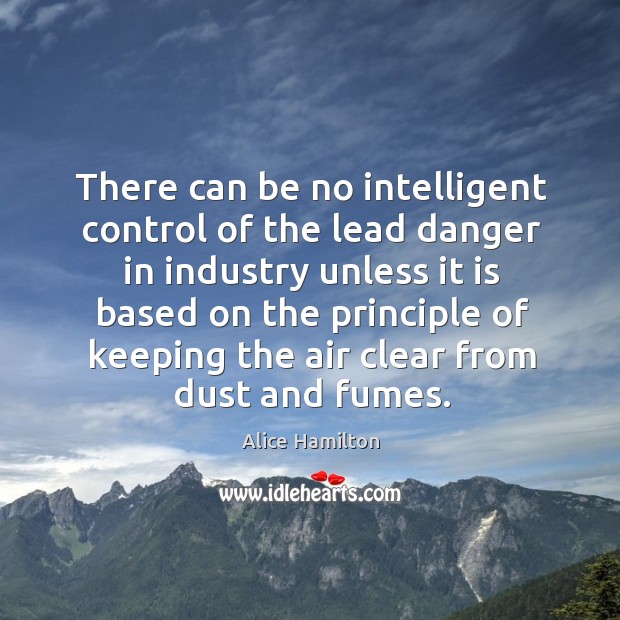There can be no intelligent control of the lead danger in industry unless it is based on Alice Hamilton Picture Quote
