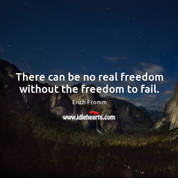 There can be no real freedom without the freedom to fail. Image