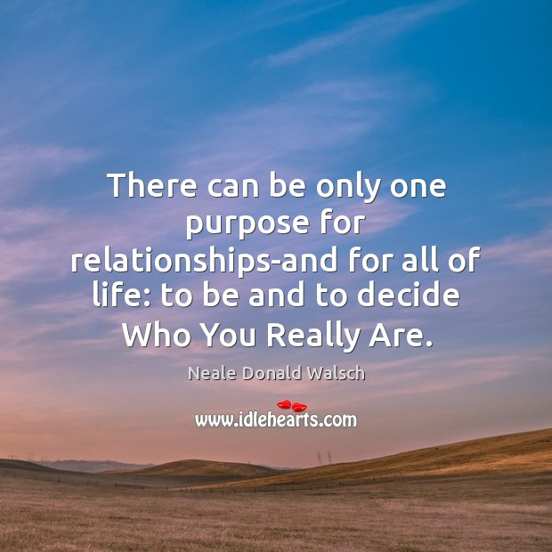 There can be only one purpose for relationships-and for all of life: Neale Donald Walsch Picture Quote