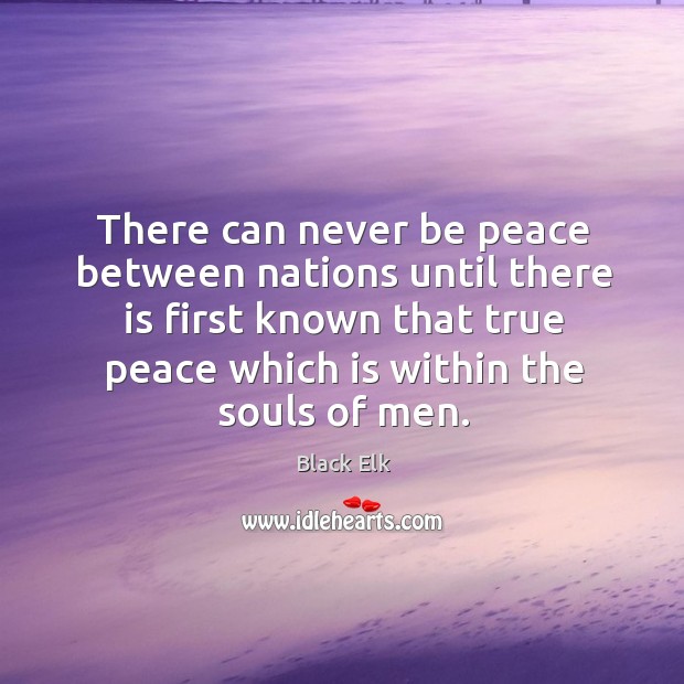 There can never be peace between nations until there is first known that true peace which is within the souls of men. Black Elk Picture Quote